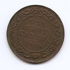 Canada 1 Cent 1920 - George V (with &amp;quot;DEI GRA&amp;quot;) Bronz, 25.5 mm KM-21 (1) foto