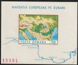 Romania 1977 - Transporturi , Navigatia Europeana pe Dunare , colita nedantelata , MNH , seria 19994