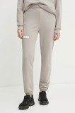 La Mania pantaloni de trening femei, culoarea bej, cu imprimeu, SOUL