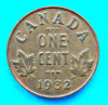 CANADA ONE 1 CENT 1932 GEORGE V STARE EXCELENTA NECURATATA, America de Nord, Cupru (arama)