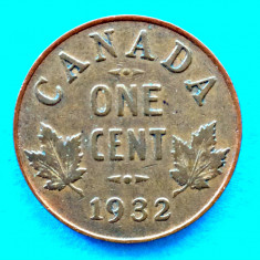 CANADA ONE 1 CENT 1932 GEORGE V STARE EXCELENTA NECURATATA