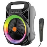 Boxa portabila Bluetooth cu microfon si radio FM, 8W, LED, negru, CMCLASS