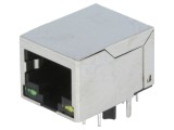 Conector RJ45 soclu PIN 8 ecranat cu diodă LED THT