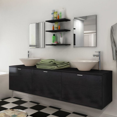 Gossi set mobilier baie 10 piese, chiuvete si robinete incluse, negru foto