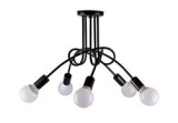 Lustră cu 5 surse de lumină, metal, neagră, 34x65 cm, Oem