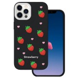 Husa pentru Apple iPhone 15 / 14 / 13, OEM, Strawberry, Neagra