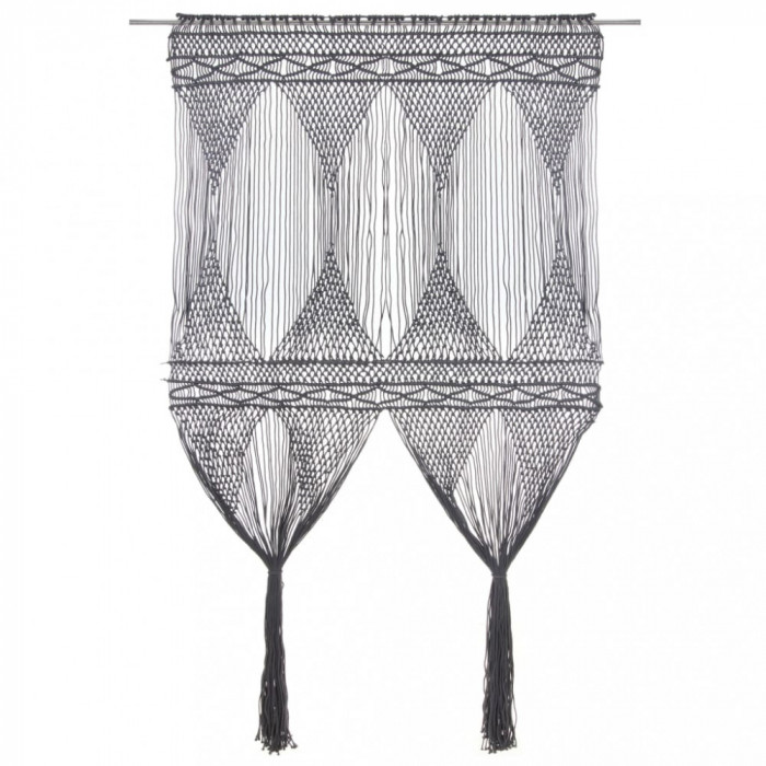 Gossi perdea macrame, antracit, 140 x 240 cm, bumbac