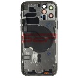 Carcasa Completa iPhone 12 Pro Neagra + Suport SIM, Butoane, Flex Magsafe, Geam Camera Spate Originala