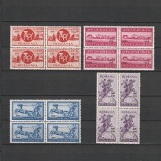 Asistenta P.T.T. cu Supratipar in Bloc de 4 Timbre LP160 Romania 1944