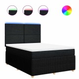 Cumpara ieftin Pat box spring cu saltea, negru, 160x200 cm, textil