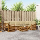 vidaXL Seturi de canapele 8 pcs Natural și Bej Lemn Solid de Acacia 3374523