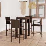 VidaXL Set bar exterior cu cotieră, 5 piese, maro, poliratan