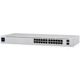 Ubiquiti USW-24-POE Gigabit Layer 2 switch with twenty-four Gigabit Ethernet ports including sixteen auto-sensing 802.3at PoE+ ports, and two SFP port