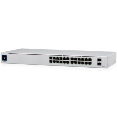 Ubiquiti USW-24-POE Gigabit Layer 2 switch with twenty-four Gigabit Ethernet ports including sixteen auto-sensing 802.3at PoE+ ports, and two SFP port