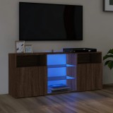 Gossi comoda tv cu lumini led, stejar maro, 120x30x50 cm