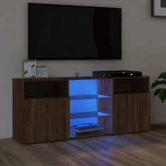 Gossi comoda tv cu lumini led, stejar maro, 120x30x50 cm