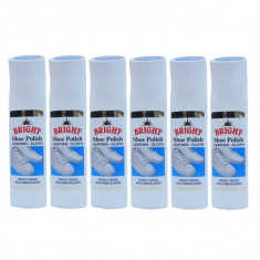 6 x Crema lichida cu burete pentru pantofi, Bright, Alba, 75ml