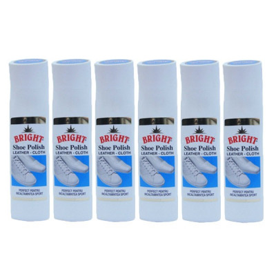 6 x Crema lichida cu burete pentru pantofi, Bright, Alba, 75ml foto