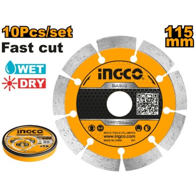 Disc diamantat intrerupt profi 125 x22,2 mm, pentru taierea pietrei, betonului si ceramicii - Ingco DMD011254 foto