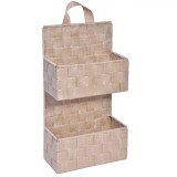 Organizator suspendabil S-Home din rattan cu 2 compartimente, bej, 21x9x37 cm