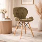 Cumpara ieftin Scaun stil scandinav, Artool, Lago, catifea maro, picioare lemn natur, 47x52.5x74 cm