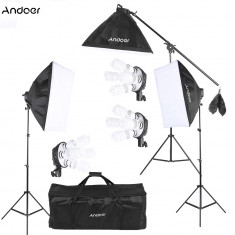 Kit Studio Foto Lumini Profesionale 3 soft box + 12 becuri + accesorii foto