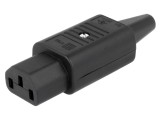 Conector alimentare AC C13 (F) mamă, 10A, 250VAC, pe cablu
