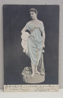I.D CARAGIANI CATRE A.D. XENOPOL , CARTE POSTALA ILUSTRATA , TANARA POZAND IN STUDIO , POLICROMA, CIRCULATA , CLASICA , 1902 foto