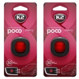 Cumpara ieftin Pachet 2 x Odorizant Auto K2 Poco Cherry - Difuzor Clip Fante Aerisire, Parfum Cirese, Prospetime 30 Zile