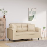 VidaXL Canapea cu 2 locuri, cu perne, crem, 120 cm, microfibră 3200969