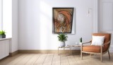 Tablou nou, pictura pe foita de aur-REGINA NOPTII-, pictor roman consacrat, Abstract, Ulei, Art Deco