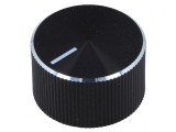 Buton rotativ cu indicator, 6mm, negru, aluminiu/plastic