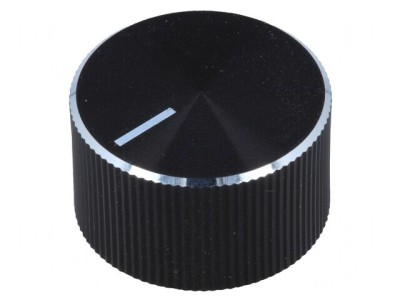 Buton rotativ cu indicator, 6mm, negru, aluminiu/plastic foto