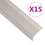 Profile trepte &icirc;n formă de L, 15 buc. șampanie 90 cm aluminiu