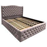 Pat Matrimonial Claudia tapitat cu somiera rabatabila diverse dimensiuni, culoare cappuccino - 160x200