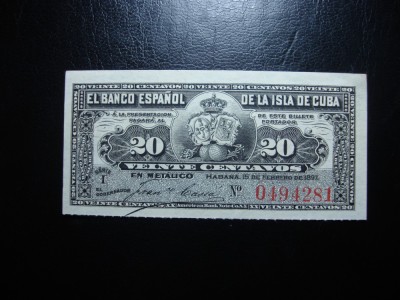 CUBA SPANIOLA 20 CENTVOS 1897 UNC- foto