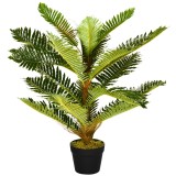 HOMCOM Plantă Artificială de Palmă cu 18 Frunze și Vas Inclus pentru Interior, &Icirc;nălțime 85 cm, Verde | Aosom Romania