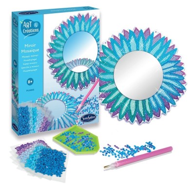 Kit creativ cu diamante strasuri - Oglinda mozaic pene foto