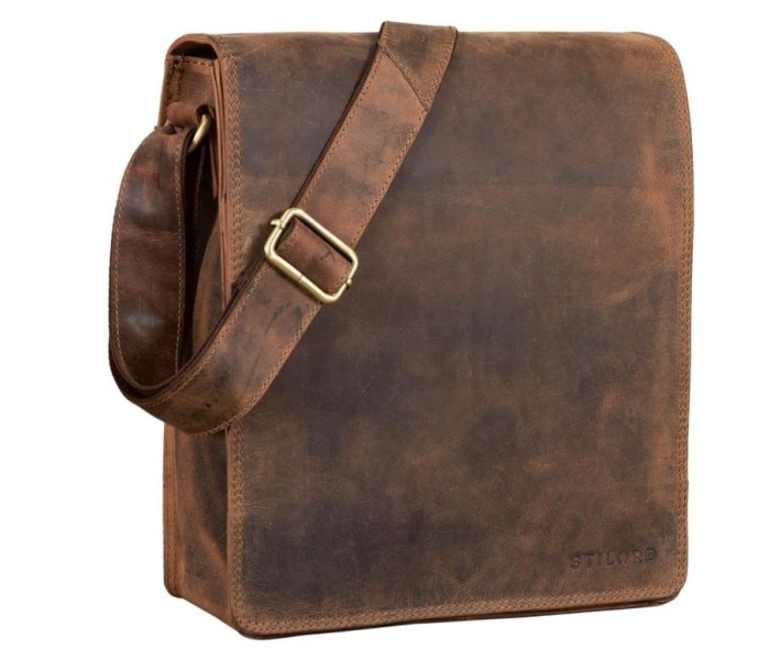 Geanta de umar vintage STILORD , zLars, , din piele, pentru barbati, maro - RESIGILAT