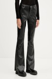 Hugo Blue pantaloni culoarea negru, evazați, high waist, 50542417