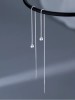 Cercei Argint 925 Lungi cu Lant Subtire si Biluta - Design Minimalist Elegant, 10cm, Argintboutique