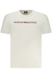 Norway Tricou barbati cu imprimeu cu logo si decolteu la baza gatului, Alb, M