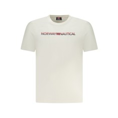 Norway Tricou barbati cu imprimeu cu logo si decolteu la baza gatului, Alb, M