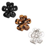 Clame de păr cu formă de floare, Set 3 buc, 7 cm, Negru și Maro Transparent, CMCLASS