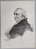 WILLIAM HERSCHEL , ASTRONOM SI COMPOZITOR BRITANIC DE ORIGINE GERMANA , LITOGRAFIE , DESEN de GREVEDON , litografiat de C. MOTTE , 1828