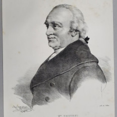 WILLIAM HERSCHEL , ASTRONOM SI COMPOZITOR BRITANIC DE ORIGINE GERMANA , LITOGRAFIE , DESEN de GREVEDON , litografiat de C. MOTTE , 1828