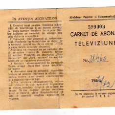 CARNET DE ABONAT TELEVIZIUNE FORMAT MIC TIMBRU FISCAL MIN POS TELECOMUNICATIILOR