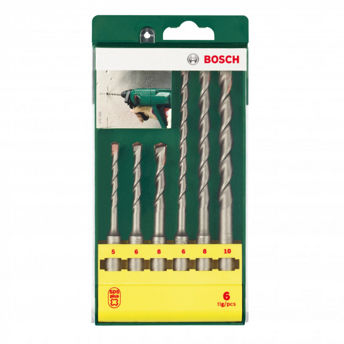 Bosch Set 6 burghie cu prindere SDS Plus, 5/6/8/10 mm