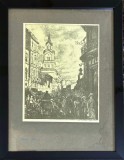 Litografie Al. Poitevin Scheletti - Bărăția 1928, 23x17 cm / 38x28 cm, cu/fără ramă, stare perfectă