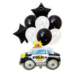 Aranjament baloane alb negru, tematica politie, set 9 bucati, folie latex, Idei